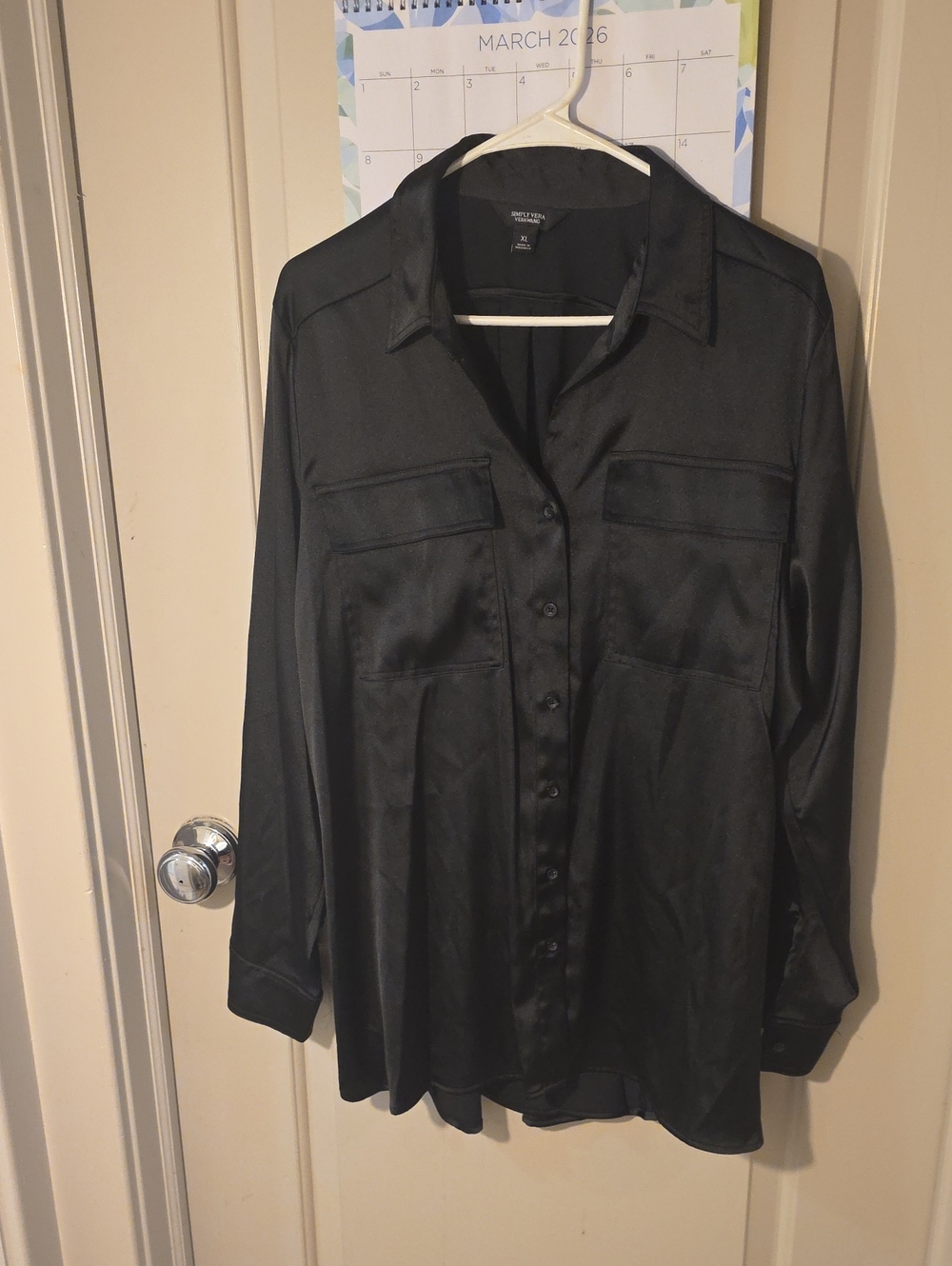 Simply Vera (Wang) Satin Utility Button Down Shirt - XL